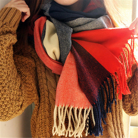 Plaid Winter Scarf for Women