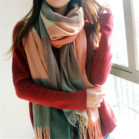 Plaid Winter Scarf for Women