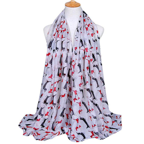 Dachshund Dog Print Long Voile Scarf