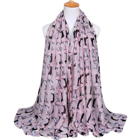 Dachshund Dog Print Long Voile Scarf