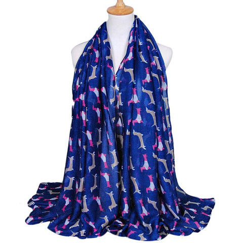 Dachshund Dog Print Long Voile Scarf