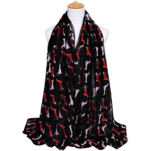 Dachshund Dog Print Long Voile Scarf