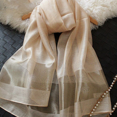 Black Stitching Gold Silk Scarves